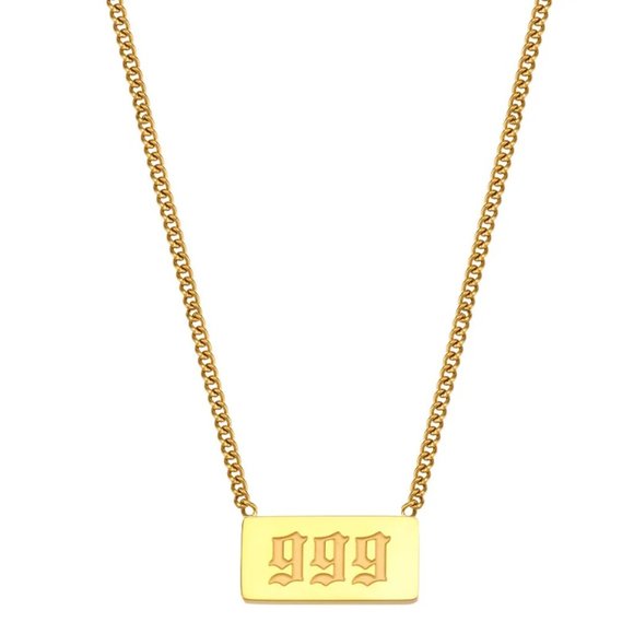 999 Angel Number 18K Gold Plated Stainless Steel Astrology Pendant Neckl…‎ - Picture 1 of 6